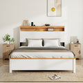 Farmhouse Storage Bed with LED Lighting & Charging Station – White